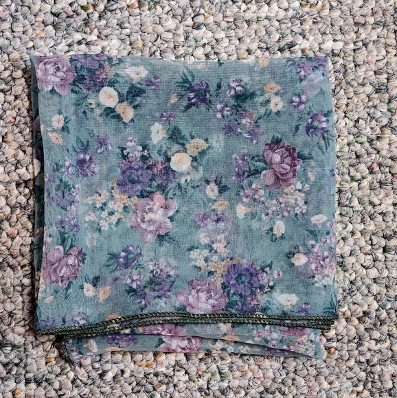 Bloomingdale's Floral Square Silk Neck Scarf - Picture 2 of 4